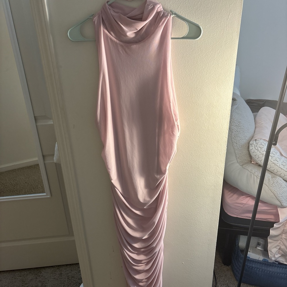 AFRM Pink Ruched Backless Bodycon Dress